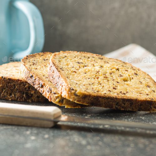 Gluten Free Bread on old kitchen table.